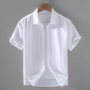 Camisa de Linho Masculina Romenzi RZ796 feita em linho nobre, leve e respirável, com caimento impecável e design clássico para eventos refinados.