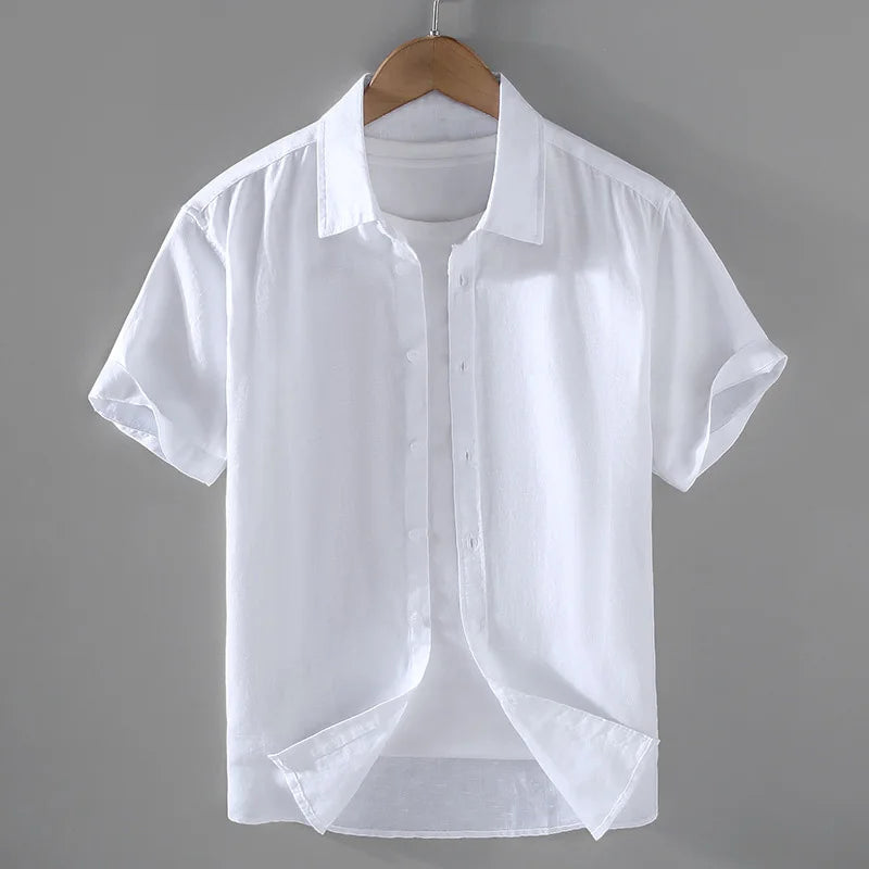 Camisa de Linho Masculina Romenzi RZ796 feita em linho nobre, leve e respirável, com caimento impecável e design clássico para eventos refinados.