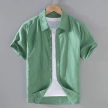 Camisa de Linho Masculina Romenzi RZ796 feita em linho nobre, leve e respirável, com caimento impecável e design clássico para eventos refinados.