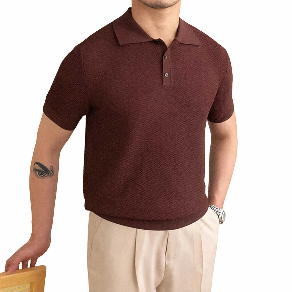 Camisa Polo Masculina Romenzi Barcelona RZ608 em destaque, peça sofisticada com caimento perfeito que oferece conforto, durabilidade e estilo elegante.