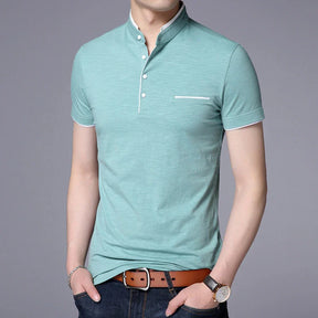 Camisa Polo Masculina Romenzi Beyond RZ079, confeccionada em algodão e poliéster, com toque suave e design versátil para diferentes ocasiões.