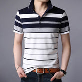 Camisa Polo Masculina Romenzi Brandon RZ611 em detalhe, polo sofisticada em algodão e poliéster que oferece conforto, respirabilidade e caimento impecável.