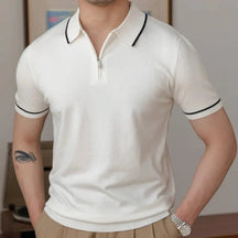 Camisa Polo Masculina Romenzi Lugo RZ620 em detalhe, polo exclusiva em materiais de alta qualidade que oferece conforto, durabilidade e estilo sofisticado.