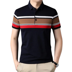 Camisa Polo Masculina Romenzi Prestige RZ081, feita em algodão e poliéster, com design clássico e respirável, ideal para várias ocasiões.