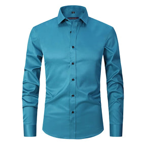 Camisa Social de Algodão Masculina Romenzi RZ083, slim fit, leve e elegante, ideal para ambientes profissionais e eventos formais.