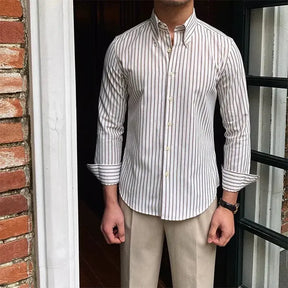 Camisa Social Listrada de Algodão Masculina Romenzi RZ085