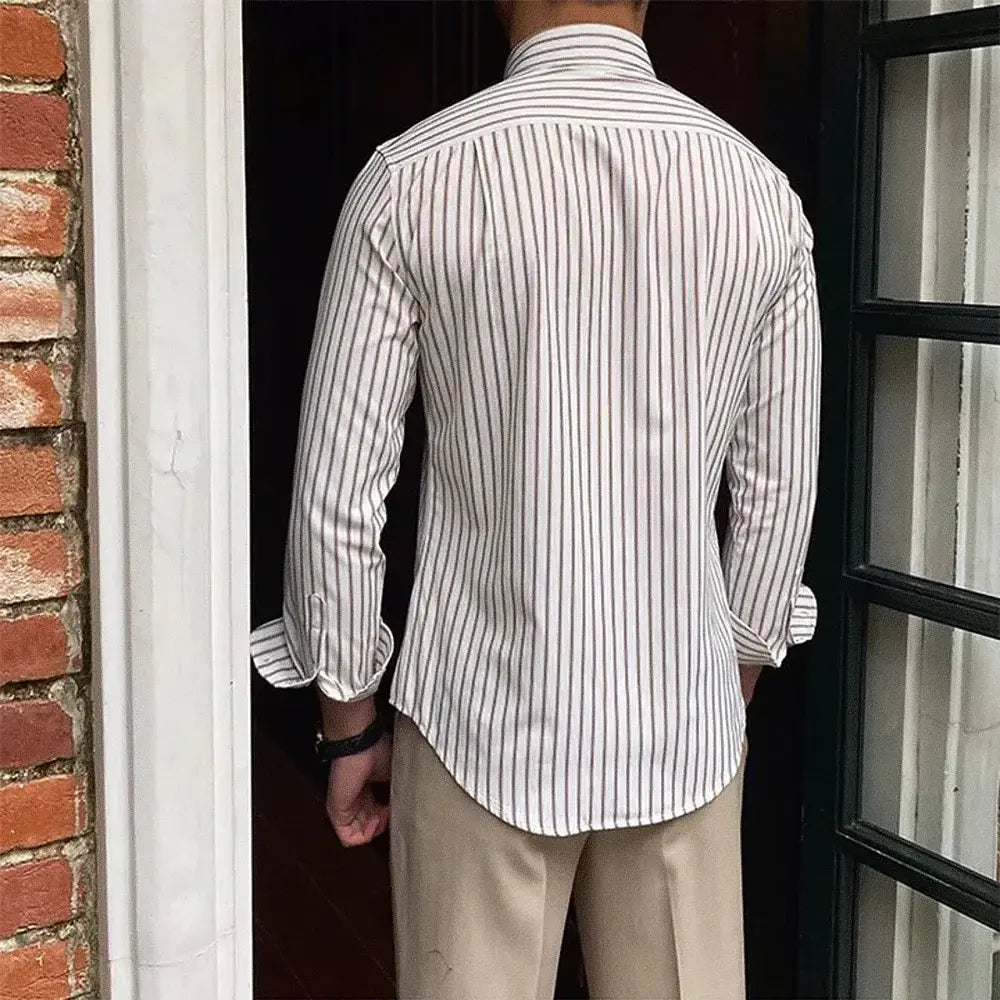 Camisa Social Listrada de Algodão Masculina Romenzi RZ085