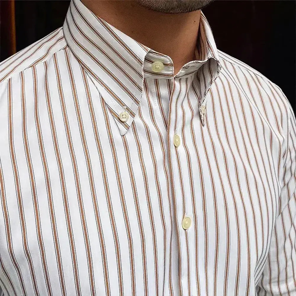 Camisa Social Listrada de Algodão Masculina Romenzi RZ085