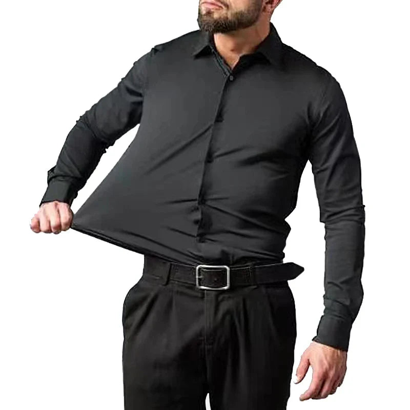 Camisa Social Masculina Romenzi RZ011 com design elegante e confortável, perfeita para o trabalho e eventos formais.
