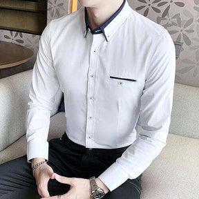 Camisa Social Masculina Romenzi RZ017 com modelagem slim fit, tecido leve e detalhes sofisticados para um visual elegante.