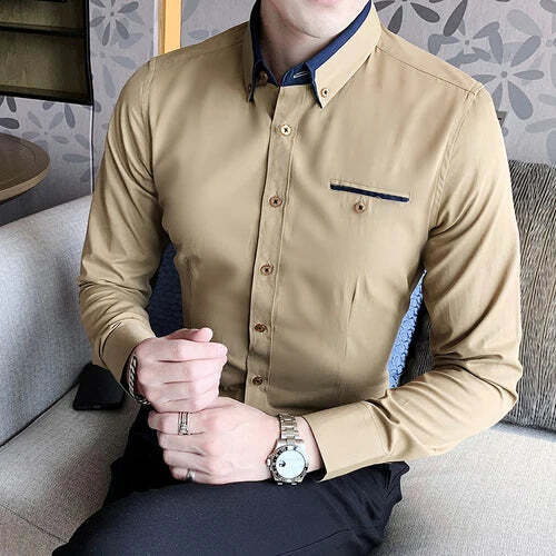Camisa Social Masculina Romenzi RZ017 com modelagem slim fit, tecido leve e detalhes sofisticados para um visual elegante.