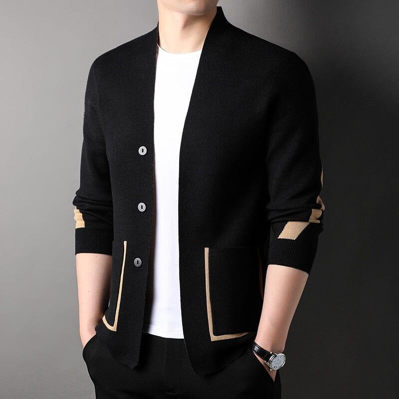 Cardigan Masculino Palermo Romenzi RZ649 em detalhe, peça sofisticada em lã, microfibra e caxemira premium, ideal para looks casuais ou formais elegantes.