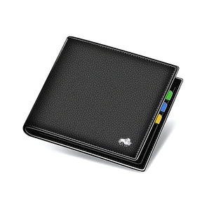 Carteira Masculina de Couro Romenzi RZ487 com acabamento premium, RFID, couro legítimo e compartimentos para cartões, CNH e documentos.