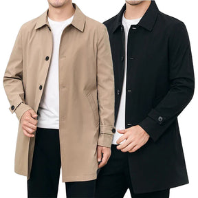 Casaco Longo Masculino Romenzi RZ133 com design clássico, tecido premium leve e macio, e decote polo, ideal para estilo e conforto em todas as ocasiões.