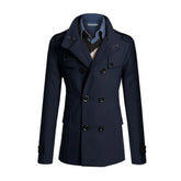 Casaco Masculino Abotoamento Duplo Romenzi Hester RZ128 feito com tecido premium, fecho trespassado e design elegante para conforto e estilo.