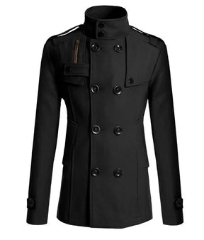 Casaco Masculino Abotoamento Duplo Romenzi Hester RZ128 feito com tecido premium, fecho trespassado e design elegante para conforto e estilo.