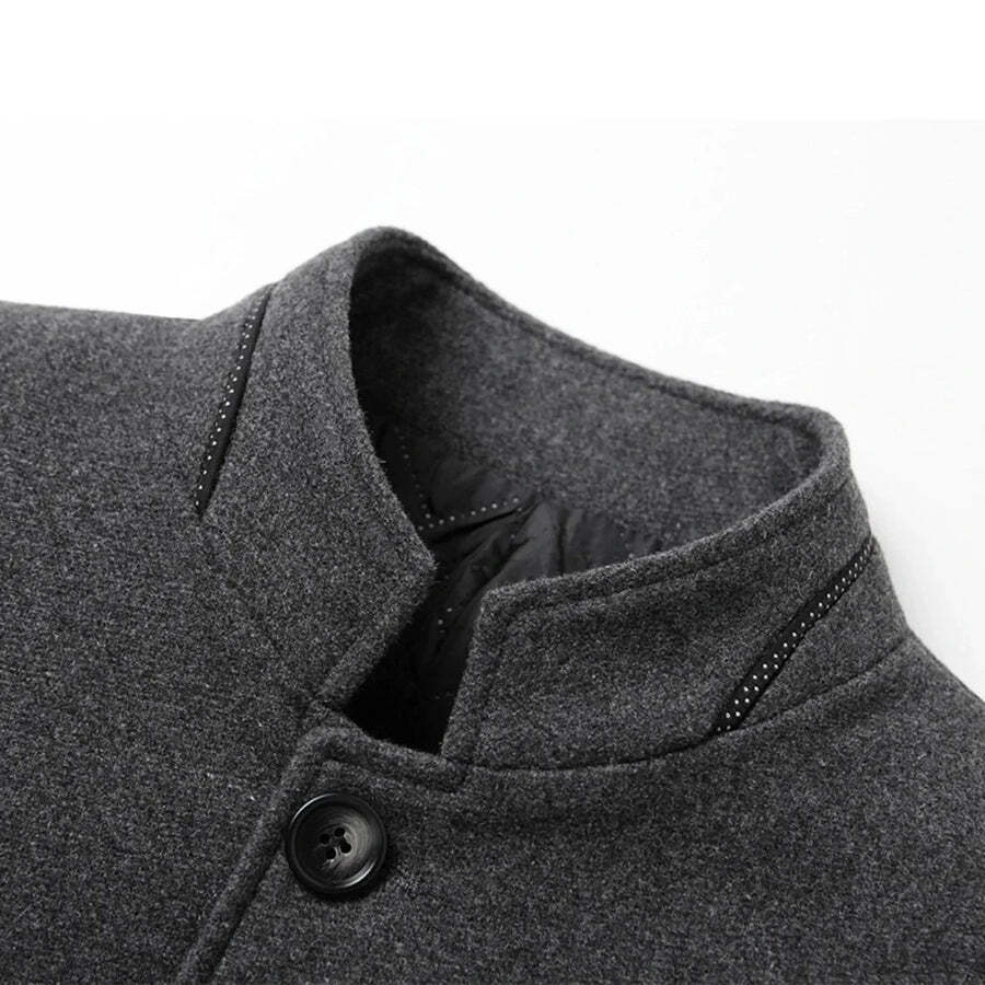 Casaco Masculino Grife Romenzi RZ121 em lã premium com design sofisticado e gola alta