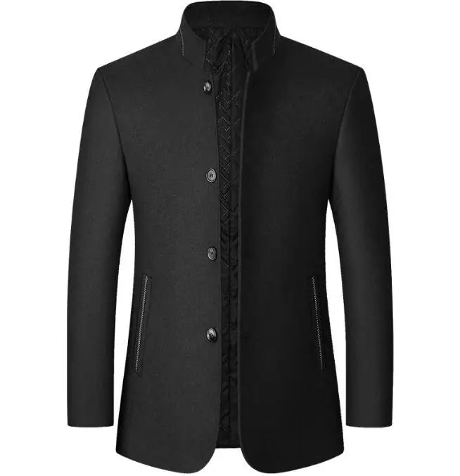 Casaco Masculino Grife Romenzi RZ121 em lã premium com design sofisticado e gola alta