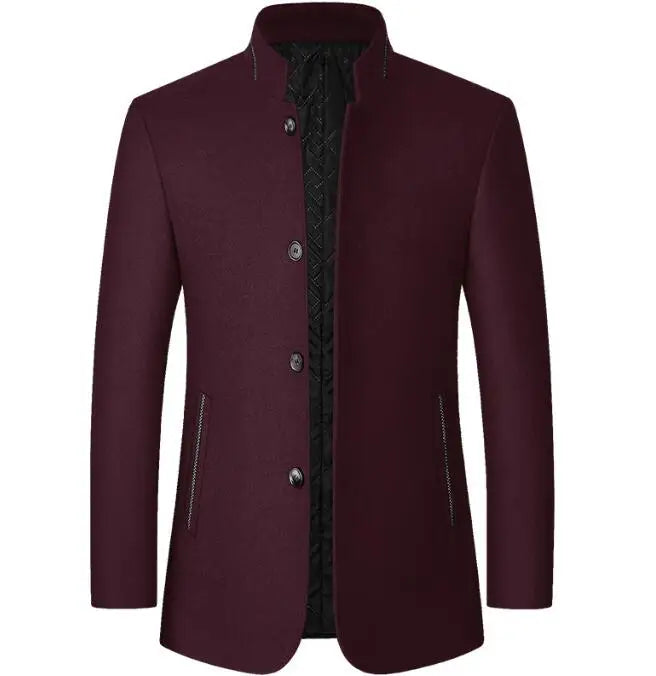 Casaco Masculino Grife Romenzi RZ121 em lã premium com design sofisticado e gola alta