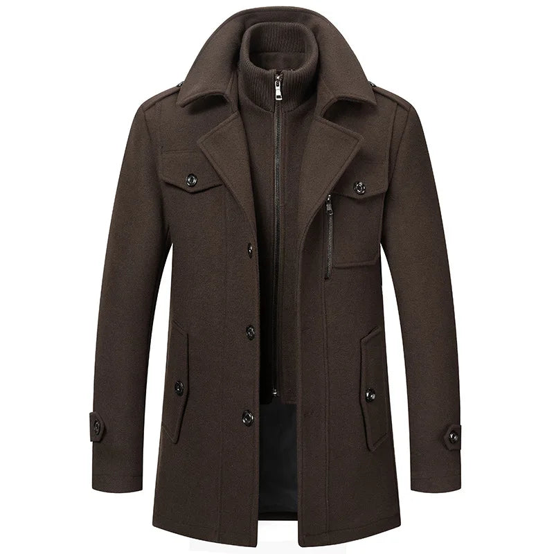 Casaco Masculino Grife Romenzi RZ124 em lã premium com design elegante, parte interna removível e corte sofisticado, perfeito para qualquer ocasião.