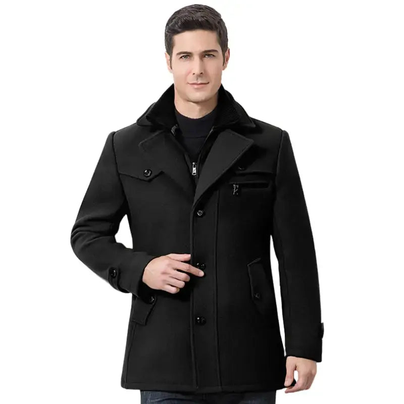 Casaco Masculino Grife Romenzi RZ132 inspirado no clássico britânico, confeccionado em algodão e lã premium, resistente, confortável e com design atemporal.