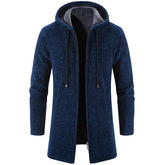 Casaco Masculino Longo com Capuz Romenzi RZ325, tecido premium, design exclusivo, antialérgico, confortável e resistente, ideal para looks formais e casuais.