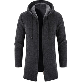 Casaco Masculino Longo com Capuz Romenzi RZ325, tecido premium, design exclusivo, antialérgico, confortável e resistente, ideal para looks formais e casuais.
