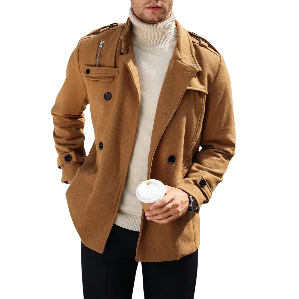 Casaco Masculino Romenzi RZ030 com design versátil, mangas longas e fechamento por botões para um estilo refinado e confortável