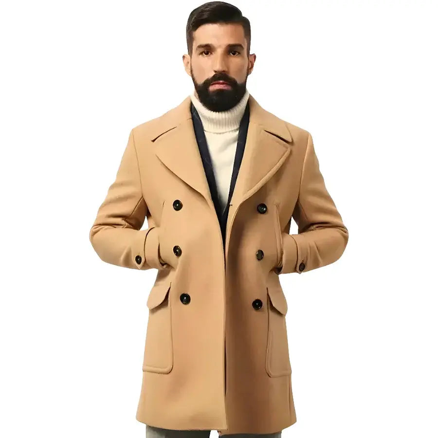 Casaco Transpassado Masculino Romenzi RZ144 em tecido leve e resistente, com design clássico e moderno, perfeito para ocasiões formais.