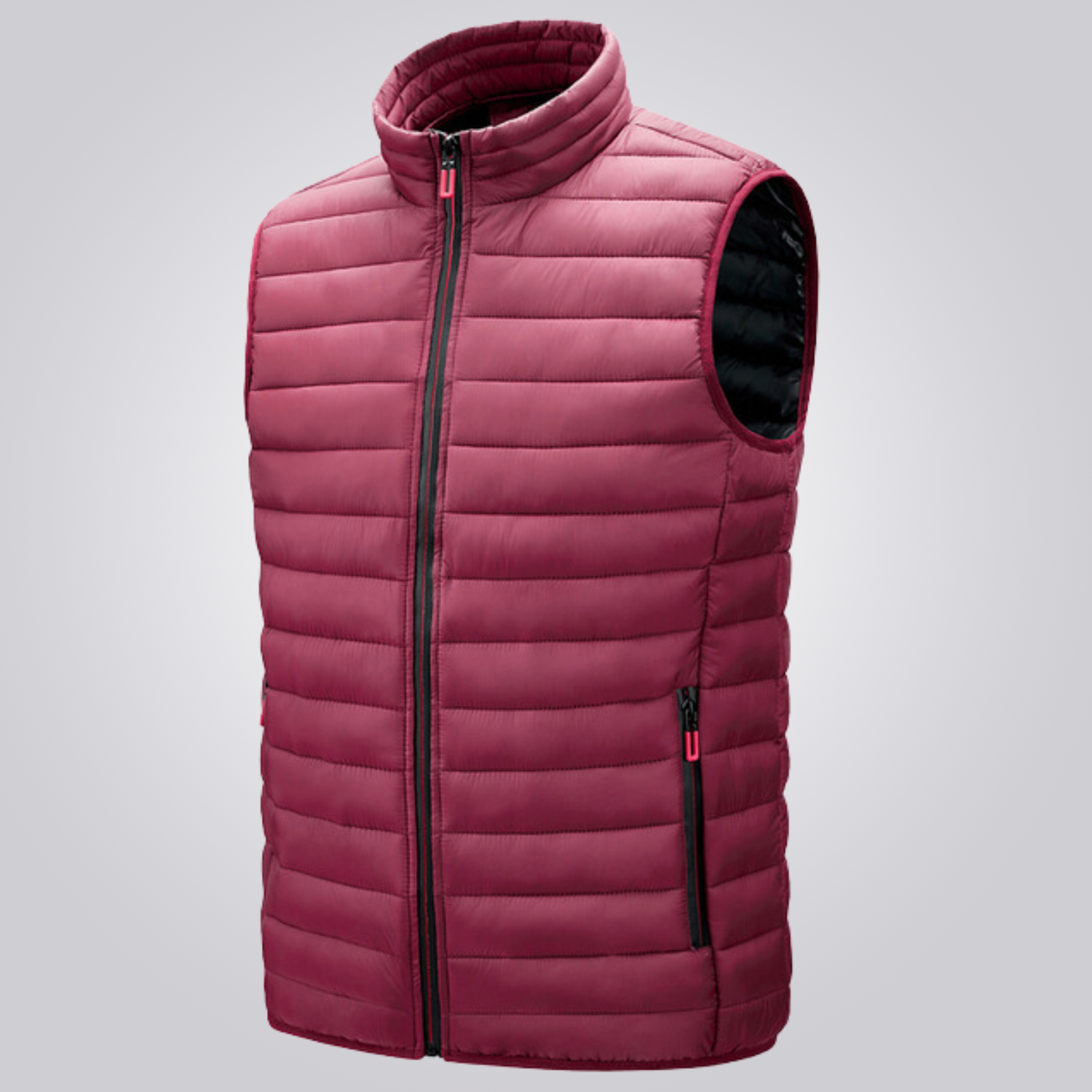 Colete Masculino Puffer Romenzi RZ670 em detalhe, peça acolchoada resistente e sofisticada, ideal para aquecer com estilo em dias frios de até -6ºC.