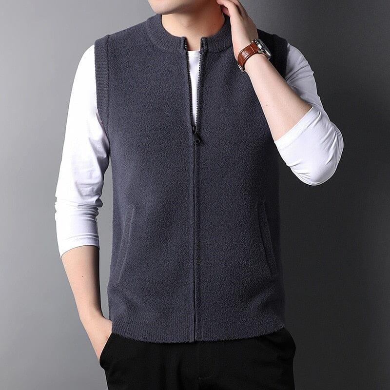 Colete Masculino Tricot de Lã Boston Romenzi RZ663 em detalhe, peça versátil em lã premium que une conforto, durabilidade e elegância em qualquer ocasião.