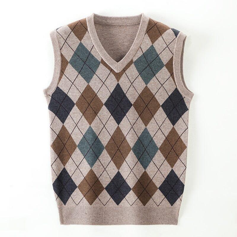 Colete Masculino Tricot Diamond Romenzi RZ665 em detalhe, peça sofisticada em tricot resistente e elegante, ideal para produções casuais ou sociais.