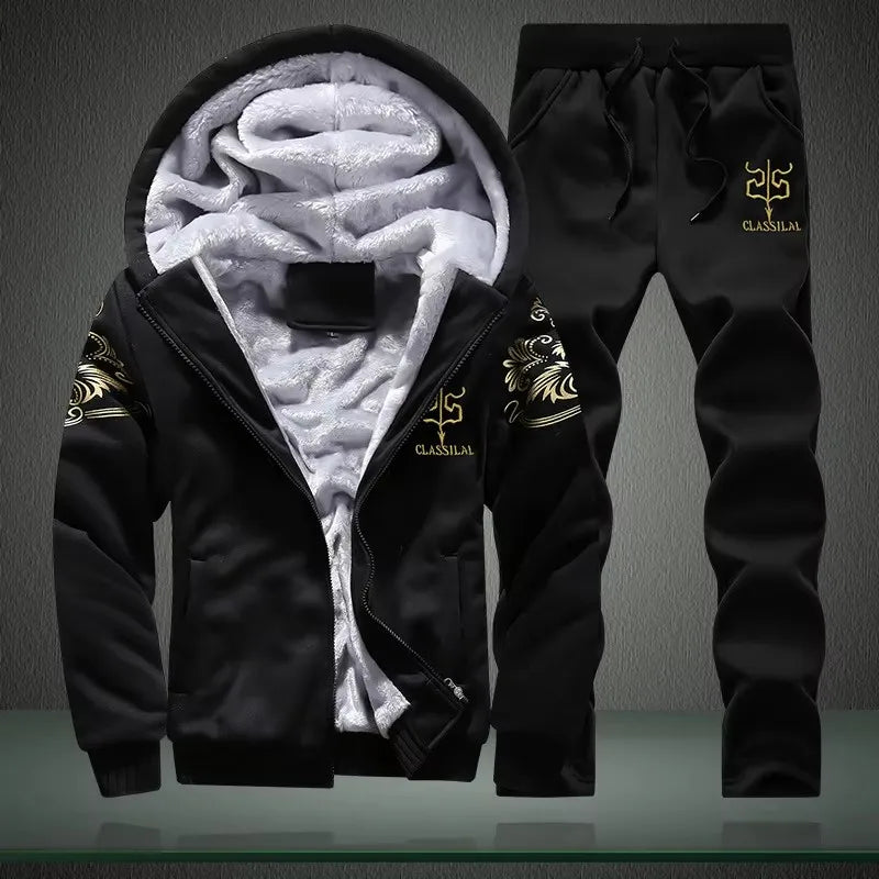 Conjunto Moletom de Lã Masculino Romenzi Dark RZ108 com lã premium textura macia design elegante e conforto ideal para aquecer com estilo nos dias frios
