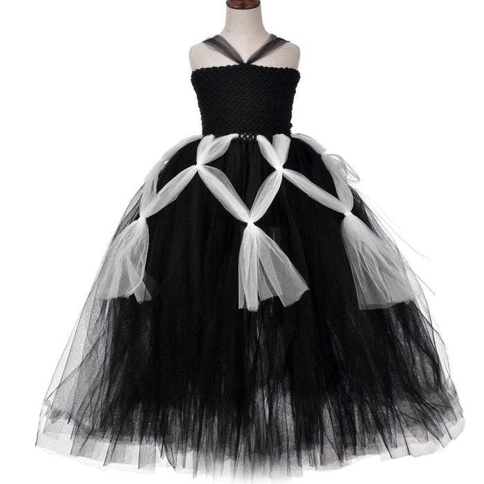 Fantasia Infantil Aranhinha Encantada com vestido e arquinho, feita em poliéster, nylon e voile de alta qualidade, ideal para festas e brincadeiras.