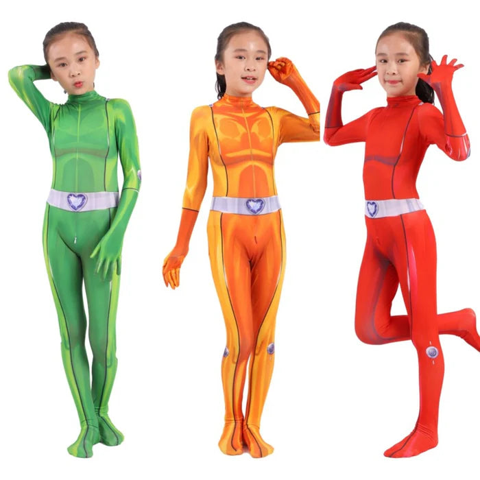 Fantasia Infantil Espiã Secreta Colorida em poliéster e spandex, com design vibrante, perfeita para festas, brincadeiras e aventuras de imaginação.