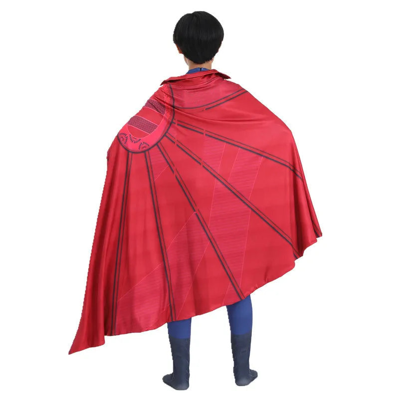 Fantasia Infantil Mago Vermelho com Capa feita em poliéster e elastano, ideal para festas infantis e brincadeiras mágicas cheias de imaginação.
