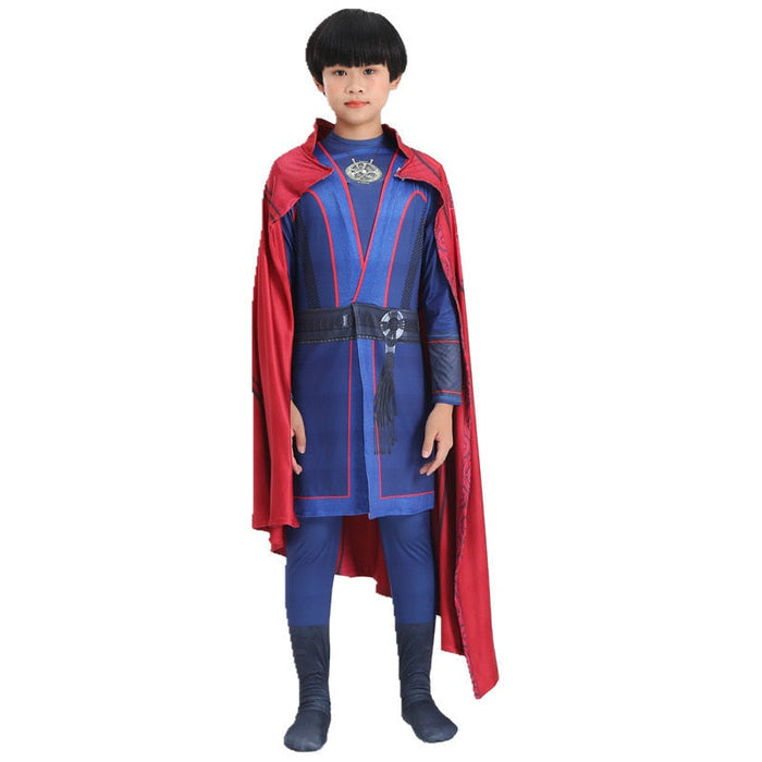 Fantasia Infantil Mago Vermelho com Capa feita em poliéster e elastano, ideal para festas infantis e brincadeiras mágicas cheias de imaginação.