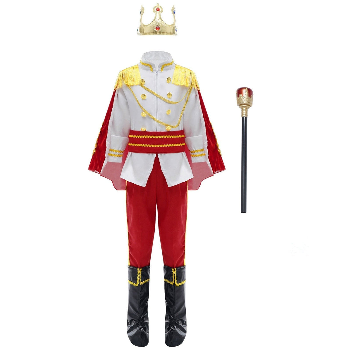 Fantasia Príncipe Luxo com design elegante e materiais de qualidade, ideal para festas, apresentações escolares e brincadeiras cheias de imaginação.