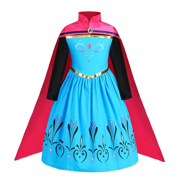 Fantasia Infantil Vestido Princesa do Gelo Azul feito em algodão e poliéster, ideal para festas infantis e brincadeiras cheias de imaginação.