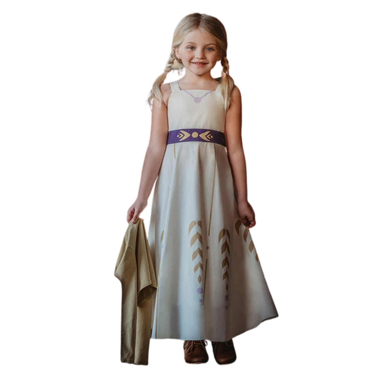 Fantasia Infantil Vestido Princesa Verde Encantada feita em poliéster, malha e algodão, ideal para festas infantis e brincadeiras cheias de imaginação.