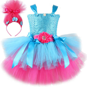 Fantasia Infantil Vestido Rosa Encantado com vestido e arquinho em nylon, malha, cetim e voil, perfeita para festas, eventos e brincadeiras.
