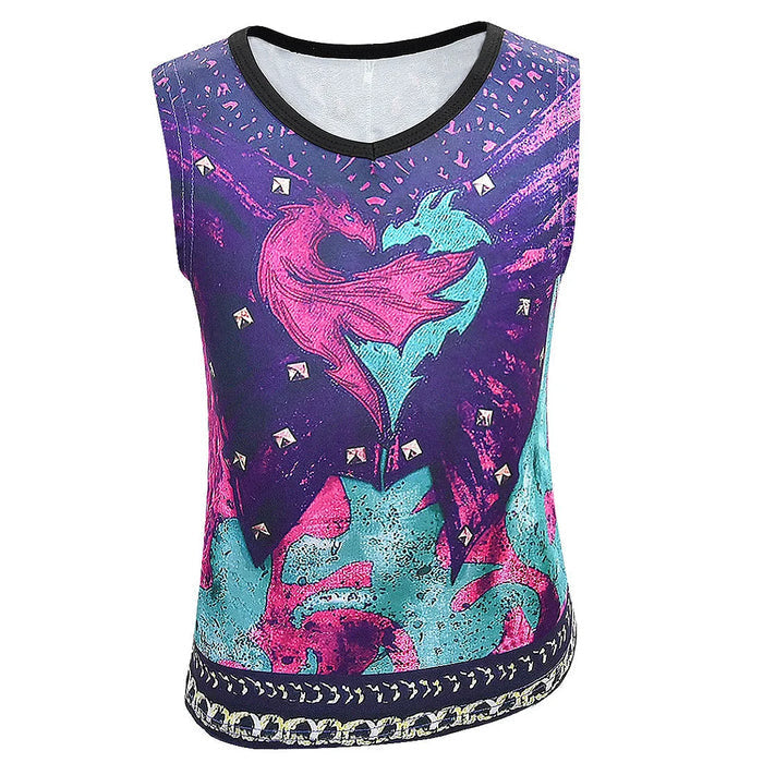 Fantasia Infantil Vilã Fashion Roxa Encantada com jaqueta, camiseta, calça e luvas em poliéster e malha, perfeita para festas e brincadeiras criativas.