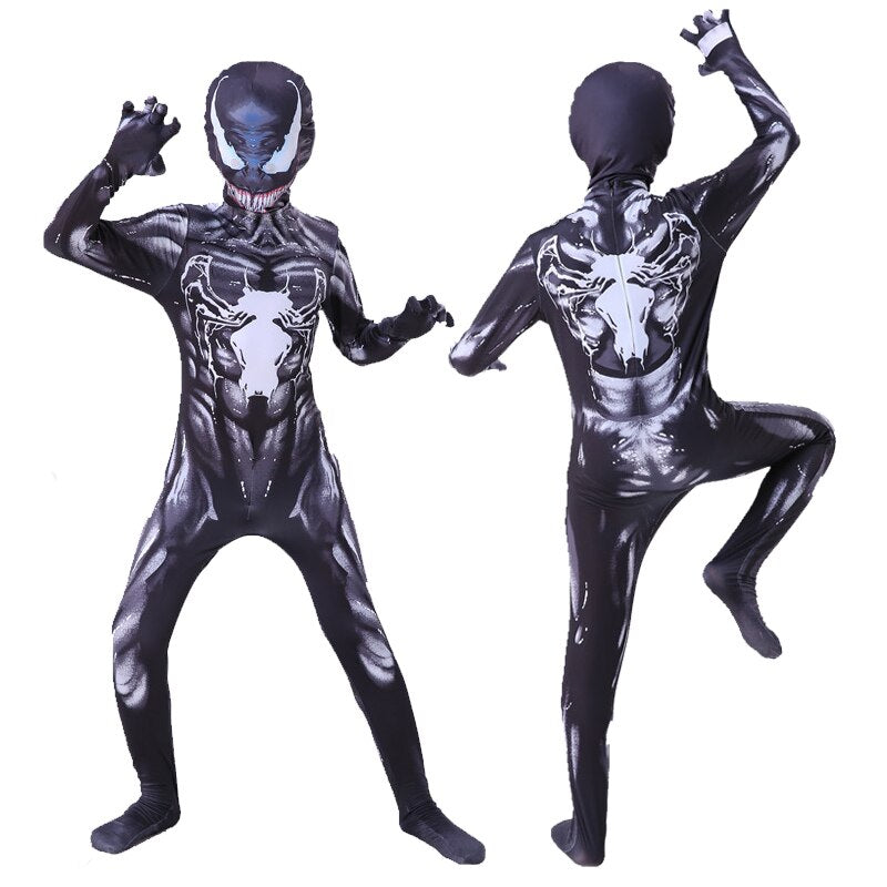 Fantasia Infantil Monstro Preto Aventureiro com macacão e máscara, feita em material de alta qualidade, ideal para festas, brincadeiras e aventuras.