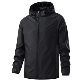 Jaqueta Corta Vento Masculina Romenzi Running RZ249 com design moderno, proteção UV, capuz ajustável e conforto em todas as condições climáticas.