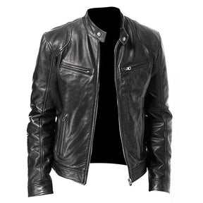 Jaqueta de Couro Masculina Racer Romenzi RZ163, design moderno, conforto e sofisticação em couro premium.