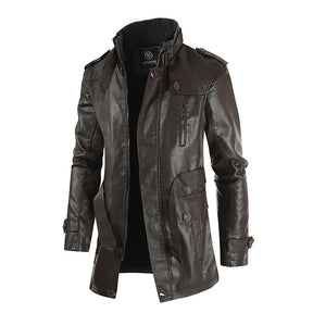 Jaqueta Longa de Couro Masculina Romenzi RZ118 - conforto, couro de alta qualidade, design exclusivo e resistência para dias frios.