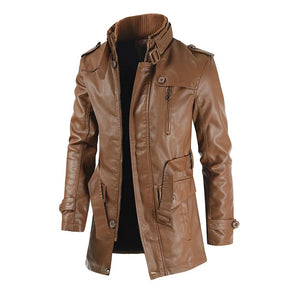 Jaqueta Longa de Couro Masculina Romenzi RZ118 - conforto, couro de alta qualidade, design exclusivo e resistência para dias frios.