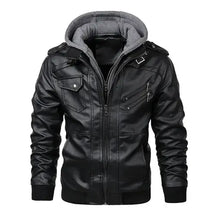 Jaqueta Masculina de Couro Original Romenzi RZ125 em couro genuíno com capuz removível, design elegante e qualidade premium, perfeita para conforto e estilo.