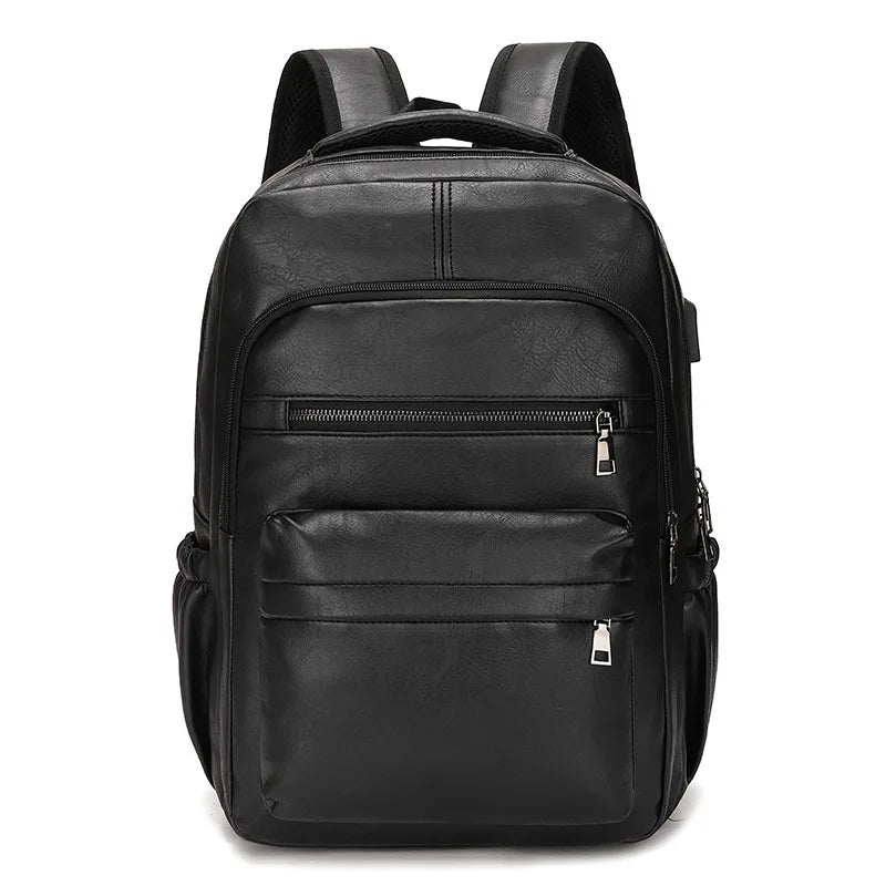 Mochila de Couro Masculina Romenzi RZ072 com resistência à água, porta USB, alças ergonômicas e compartimentos para notebook e tablet