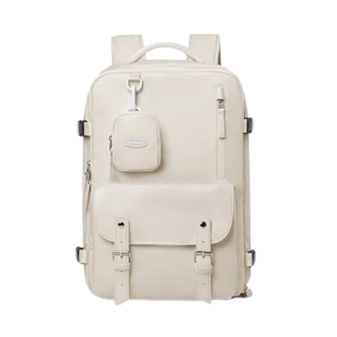 Mochila de Viagem Multicompartimentos Romenzi RZ959 em detalhe, peça moderna e impermeável em Oxford premium com compartimentos inteligentes e ergonômicos.